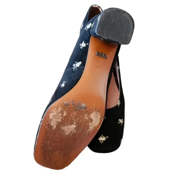 Coach Leather Prairie Print Block Heel Pumps  Black Size 6.5 - Picture 11 of 14